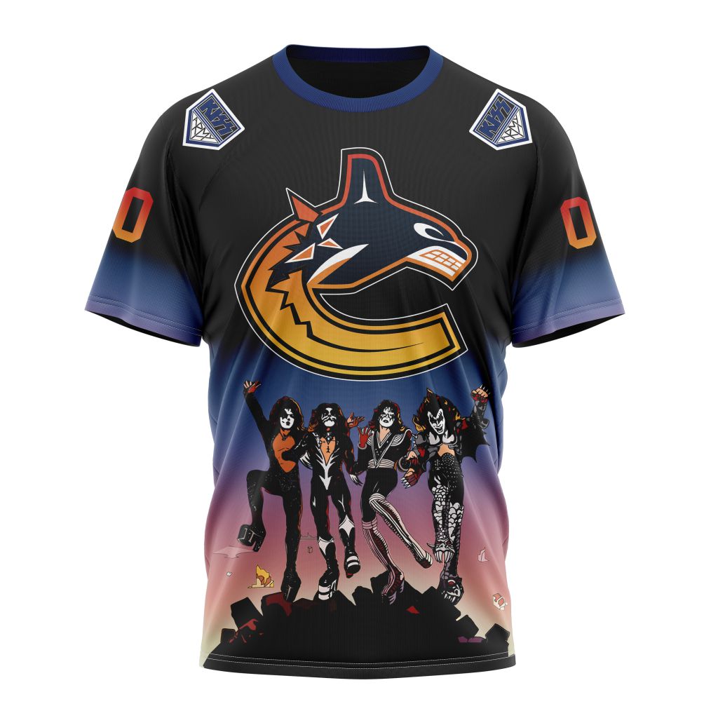 Vancouver Canucks X KISS Band Design Personalized Name And Number T-Shirt Oregontrailrvpk Shirt