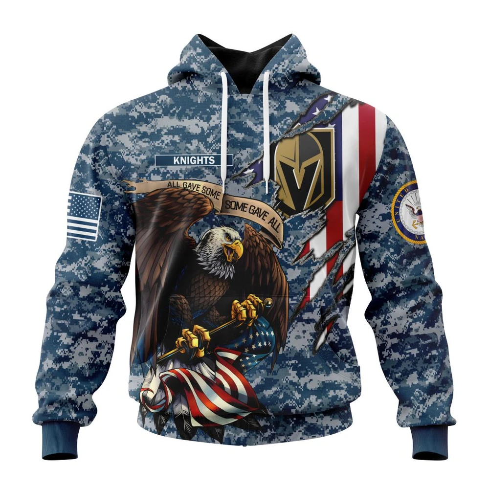 Vegas Golden Knights Honor Us Navy Veterans All Over Print Hoodie Style 57901