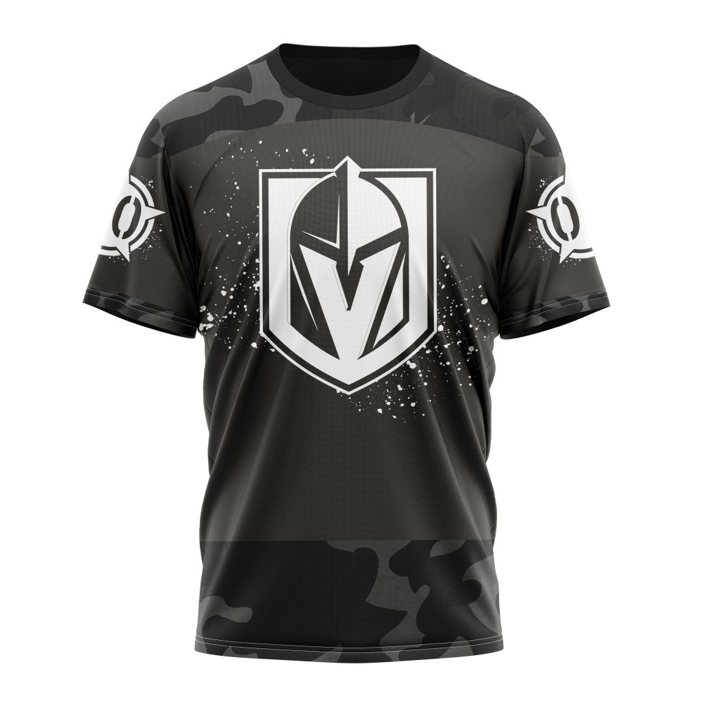Vegas Golden Knights Special Black Camo Design For Veterans Day Personalized Name And Number T-Shirt Oregontrailrvpk Shirt