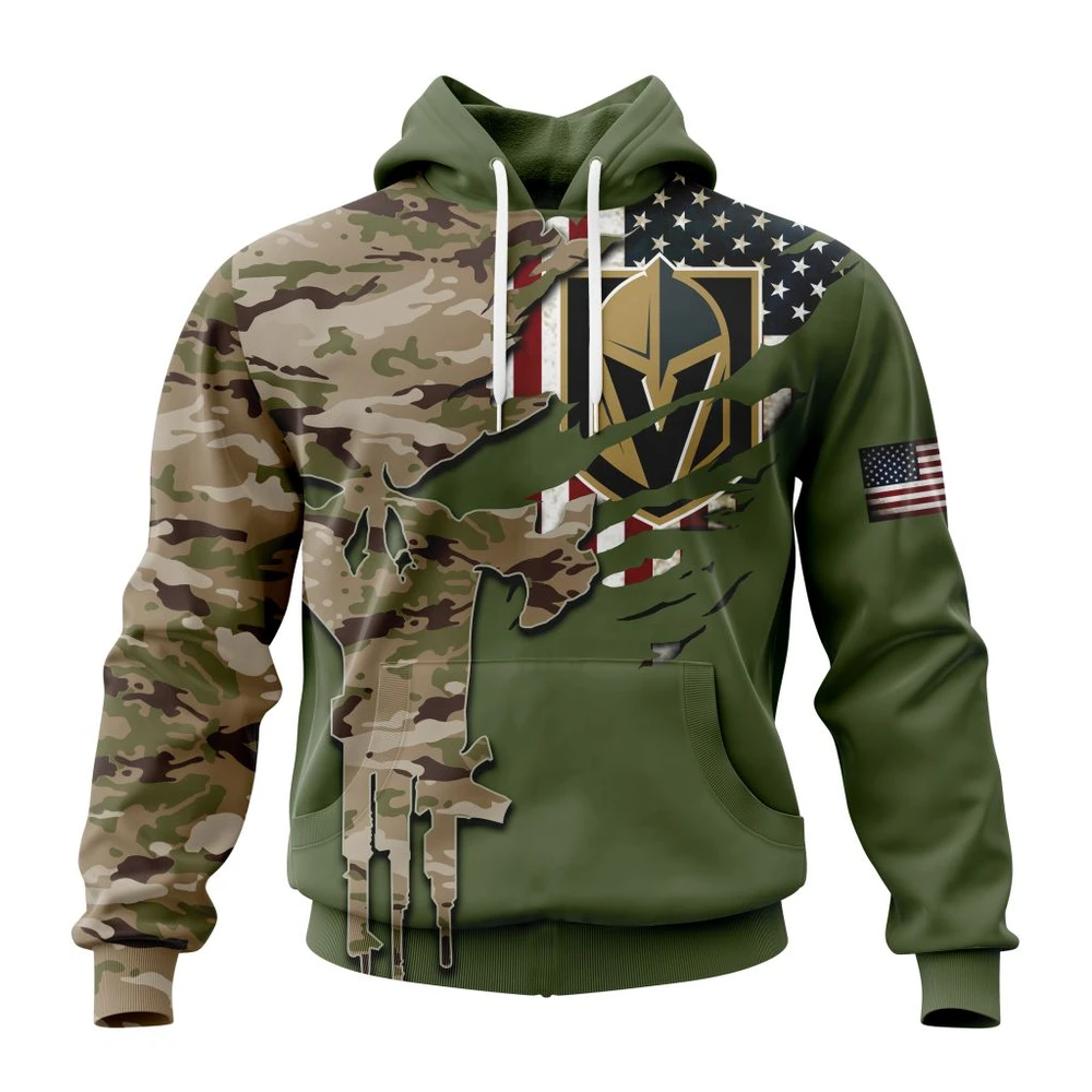 Vegas Golden Knights Special Camo Skull Design All Over Print Hoodie Style 33680
