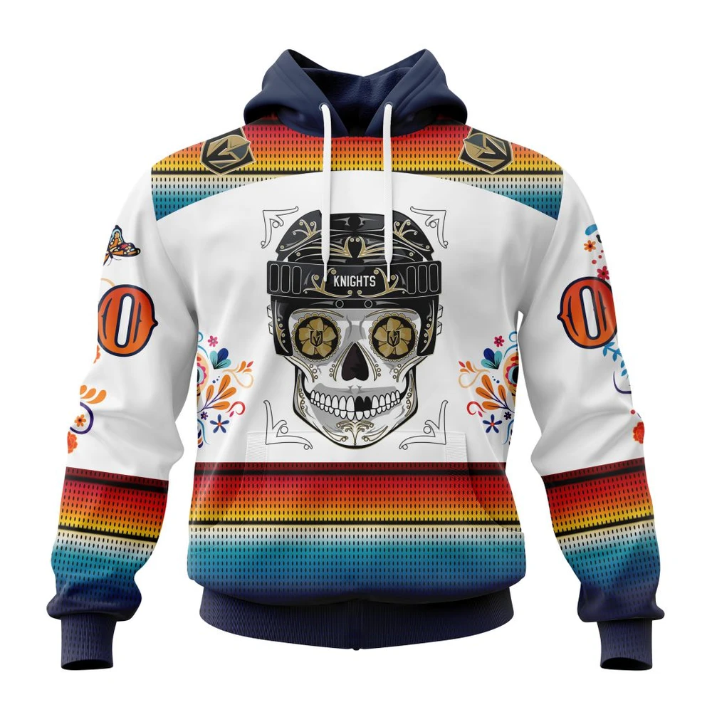 Vegas Golden Knights Special Design For Dia De Los Muertos All Over Print Hoodie Style 14479