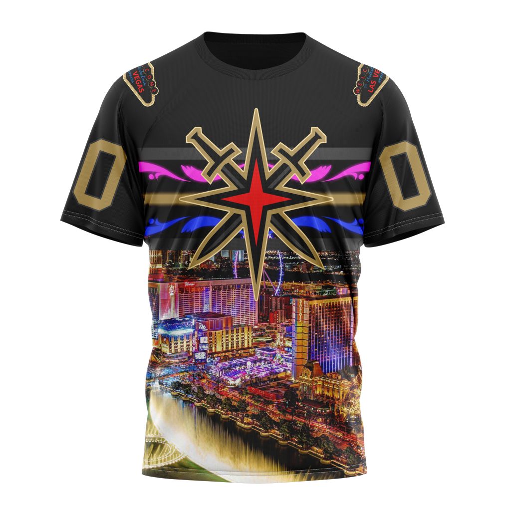 Vegas Golden Knights Special Design With Las Vegas Strip Personalized Name And Number T-Shirt Oregontrailrvpk Shirt