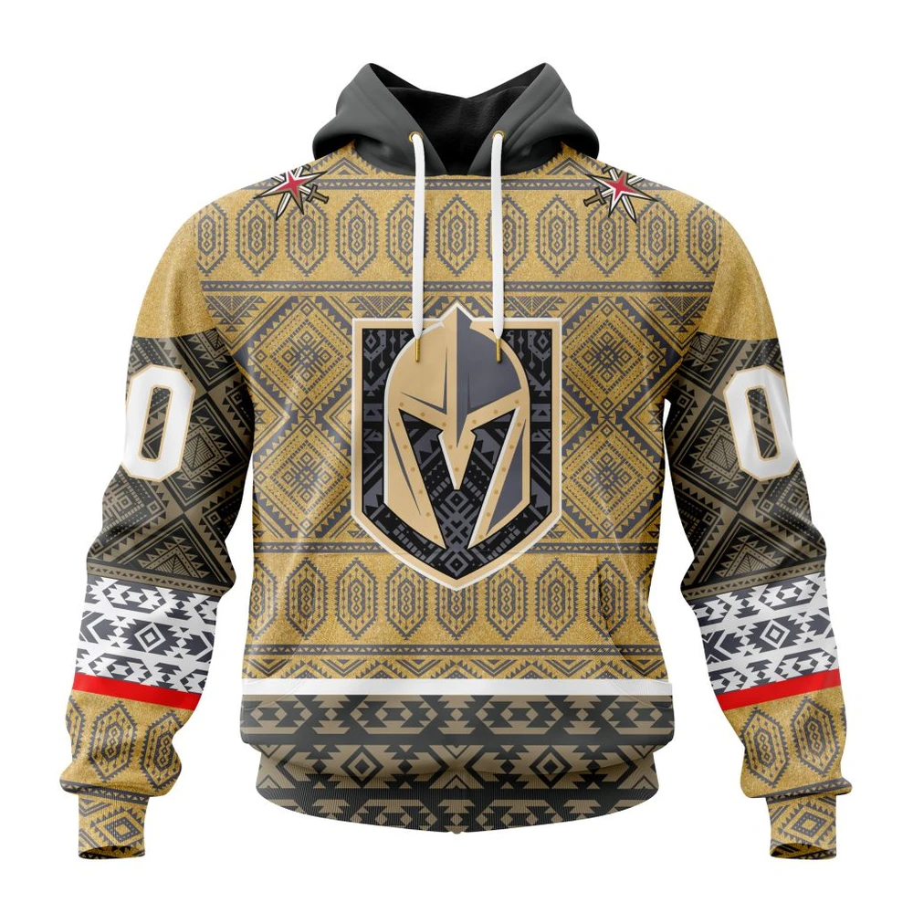 Vegas Golden Knights Special Design With Native Pattern All Over Print Hoodie Style 34719