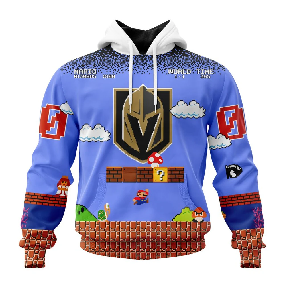 Vegas Golden Knights Special Kits With Super Mario Game Design All Over Print Hoodie Style 91122