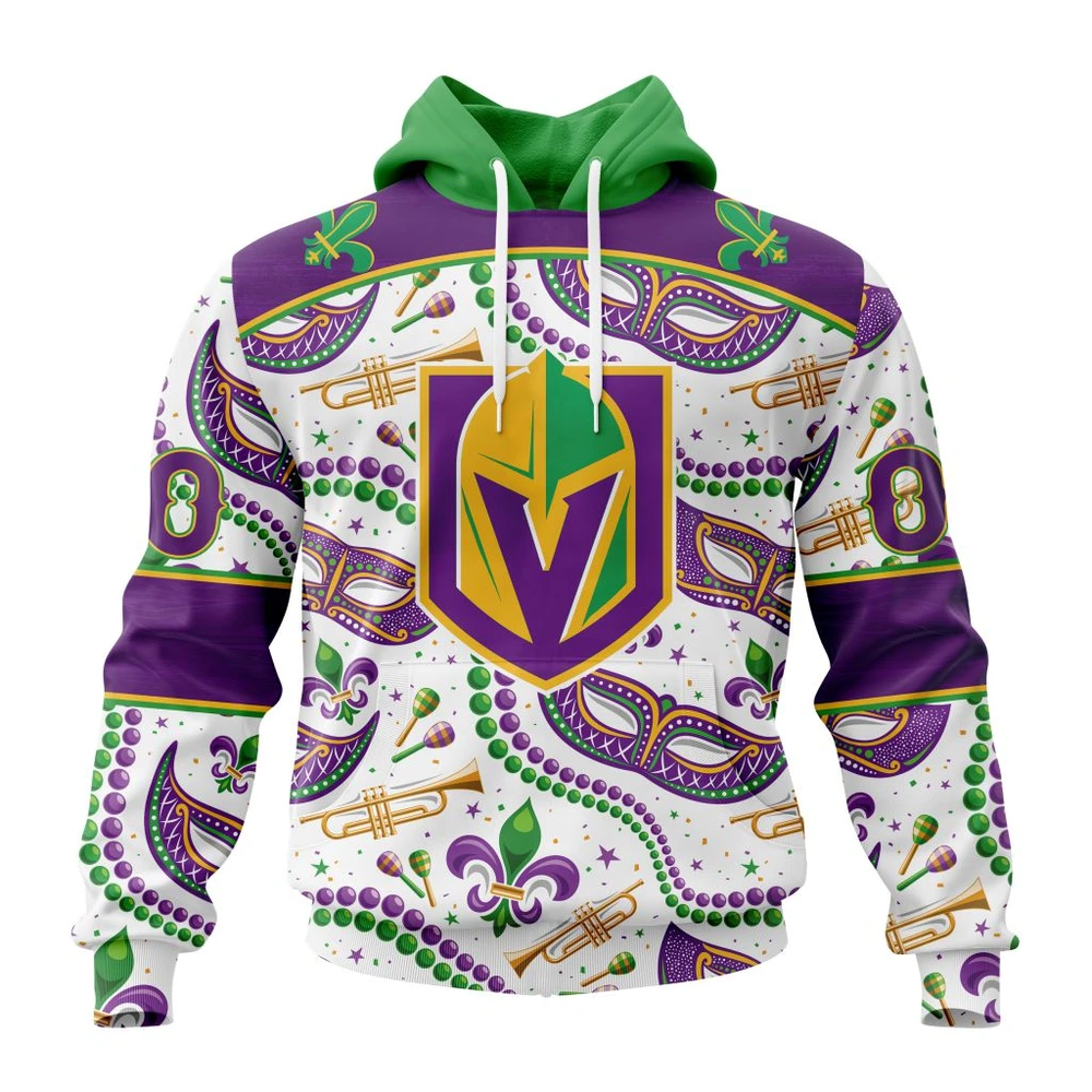 Vegas Golden Knights Special Mardi Gras Design All Over Print Hoodie Style 34977