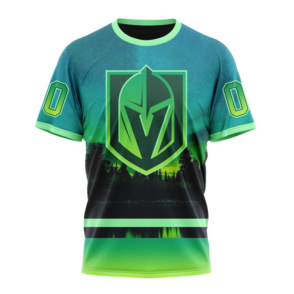 Vegas Golden Knights Special Northern Light Design Personalized Name And Number T-Shirt Oregontrailrvpk Shirt