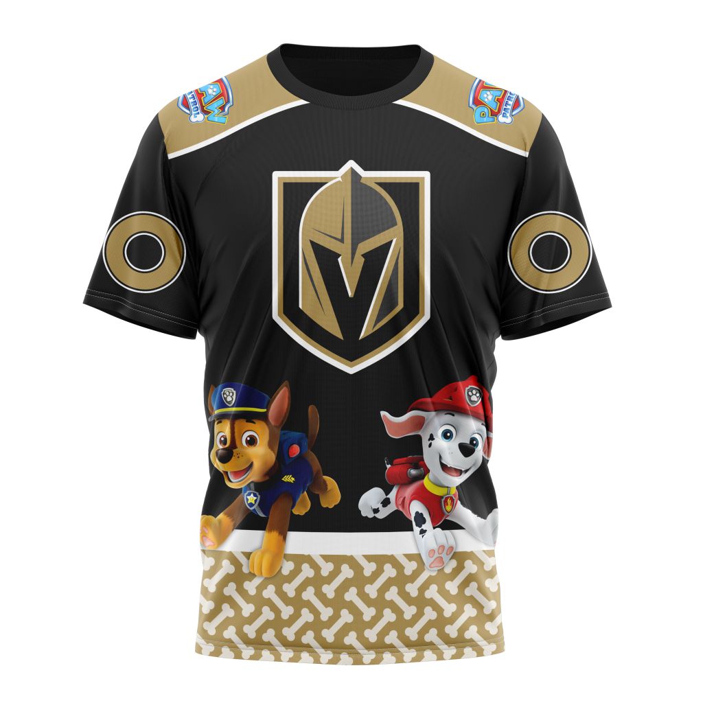 Vegas Golden Knights Special Paw Patrol Design Personalized Name And Number T-Shirt Oregontrailrvpk Shirt