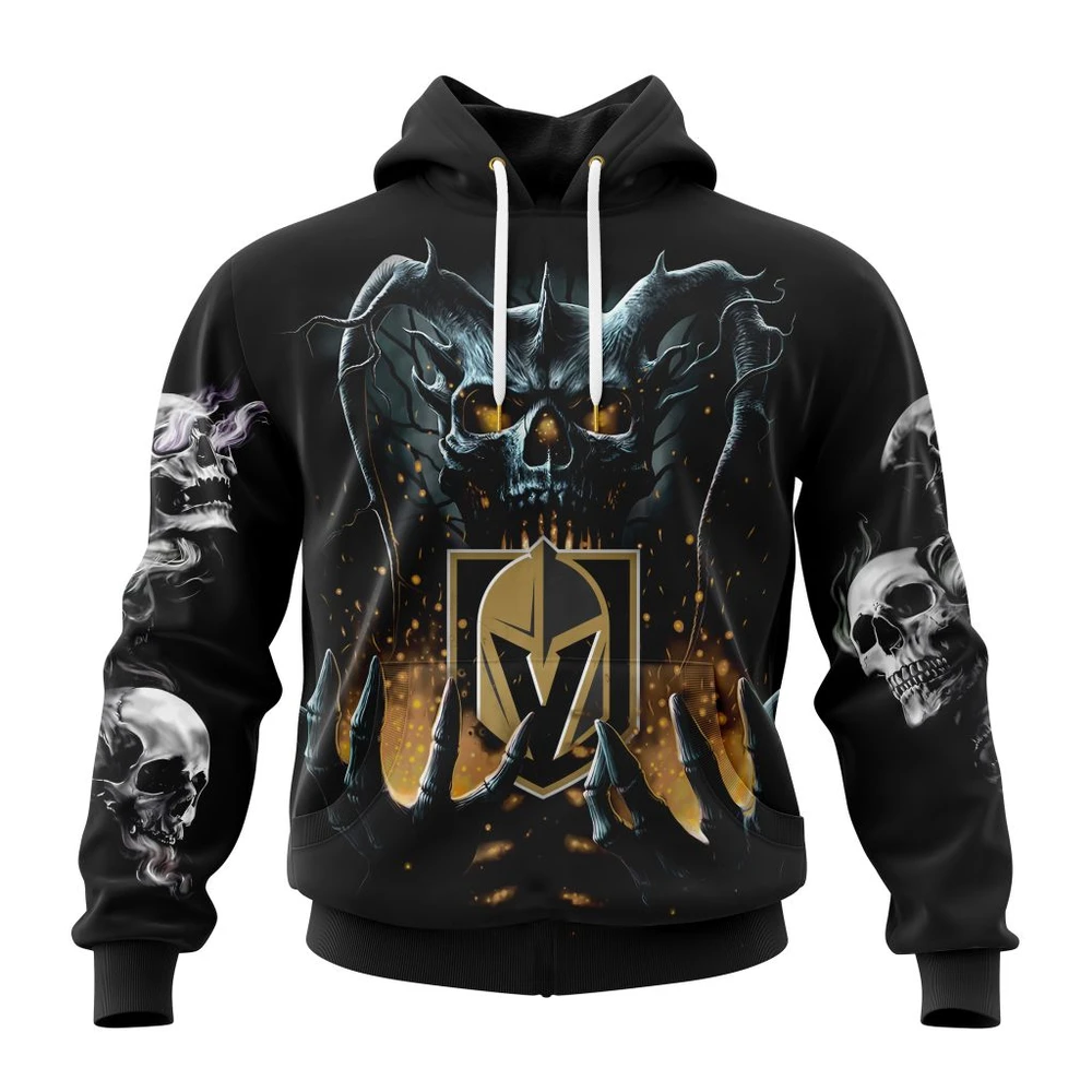 Vegas Golden Knights Special Skull Art Design All Over Print Hoodie Style 47013