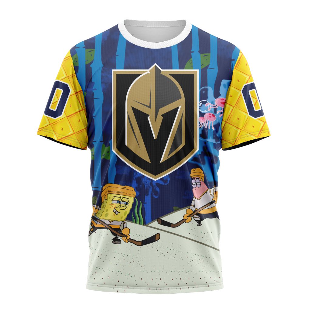 Vegas Golden Knights Special SpongeBob SquarePants Design 01 Personalized Name And Number T-Shirt Oregontrailrvpk Shirt