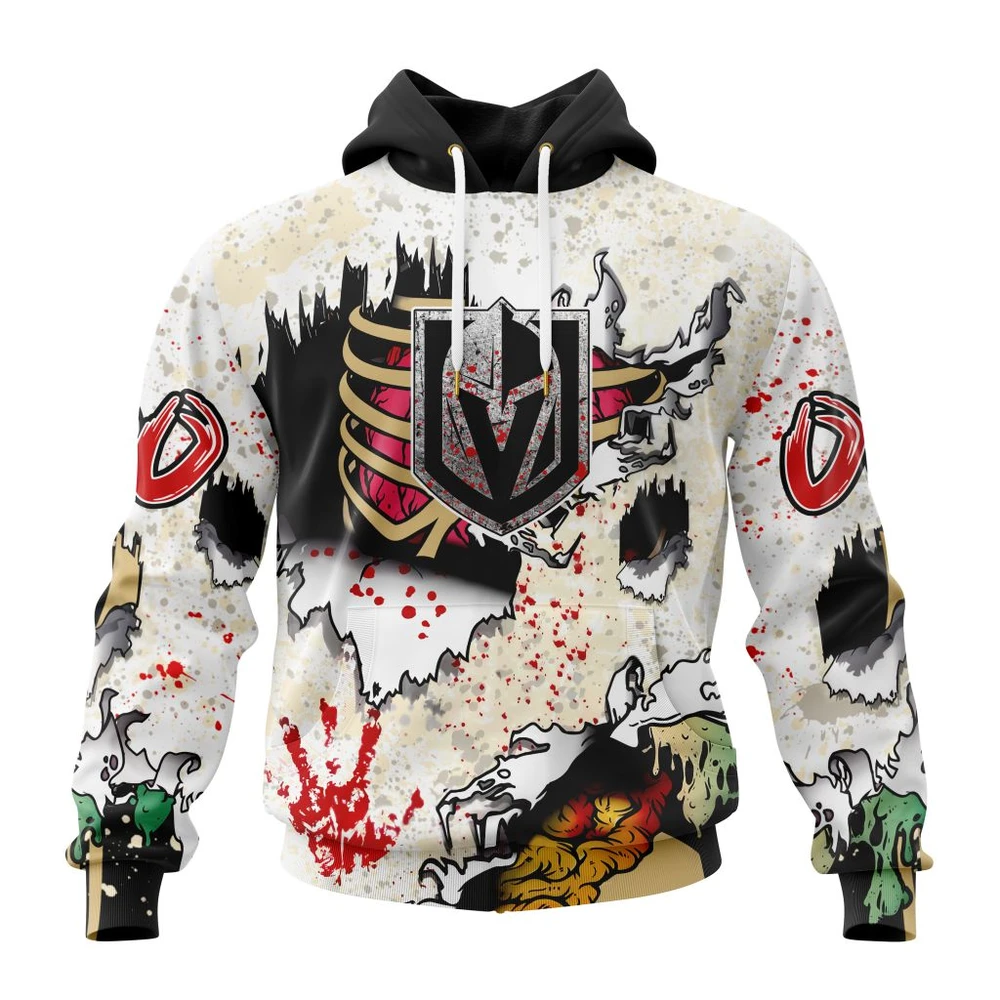 Vegas Golden Knights Special Zombie For Halloween All Over Print Hoodie Style 66546