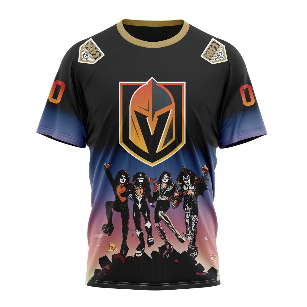 Vegas Golden Knights X KISS Band Design Personalized Name And Number T-Shirt Oregontrailrvpk Shirt