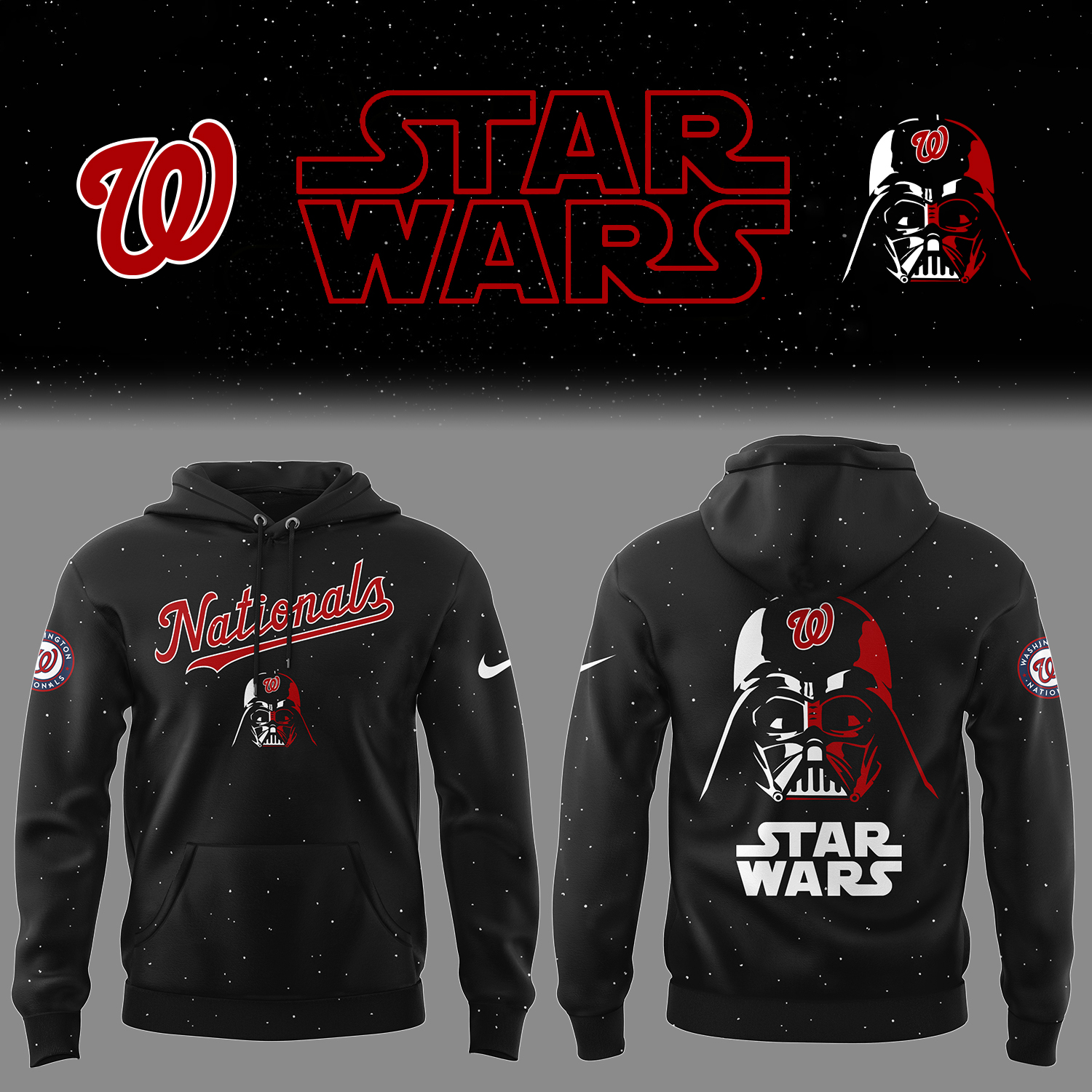 Washington Baseball Washington x Star Wars 2025 Black Hoodie Gift Ideas For Baseball Players