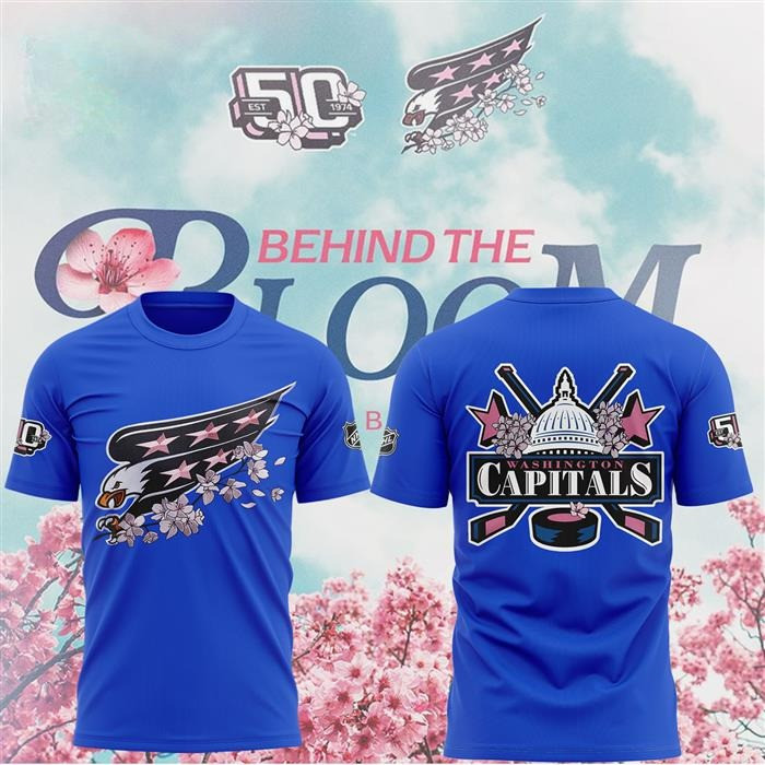 Washington Capital Cherry Bloom 2025 T-Shirt Blue Great Gifts For Hockey Fans Oregontrailrvpk Shirt