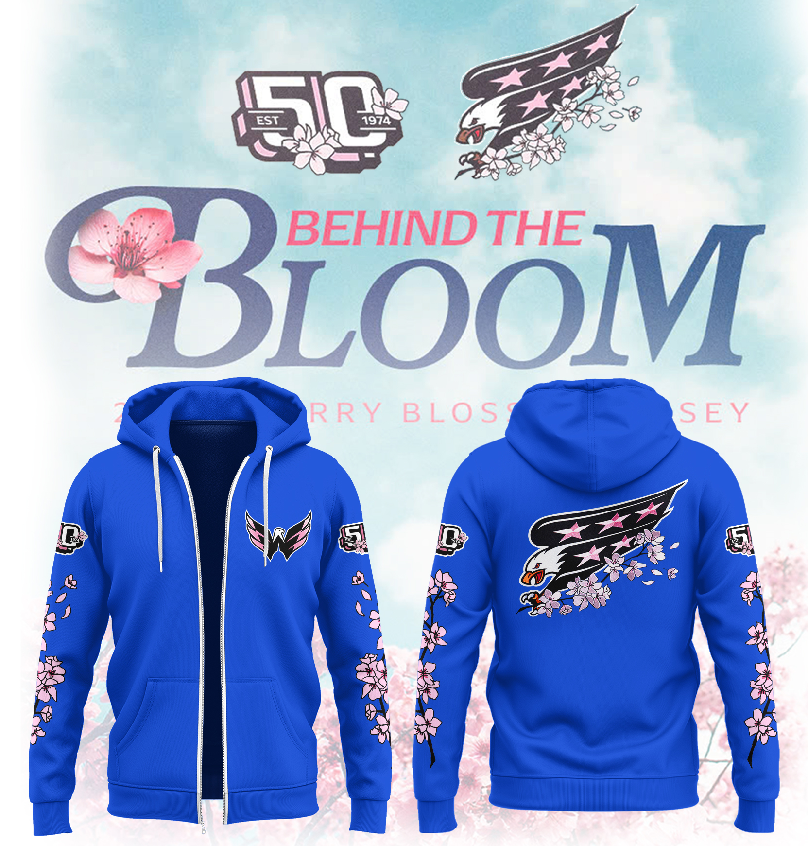 Washington Capitals Behind The Bloom Zip Hoodie Best Ice Hockey Presents