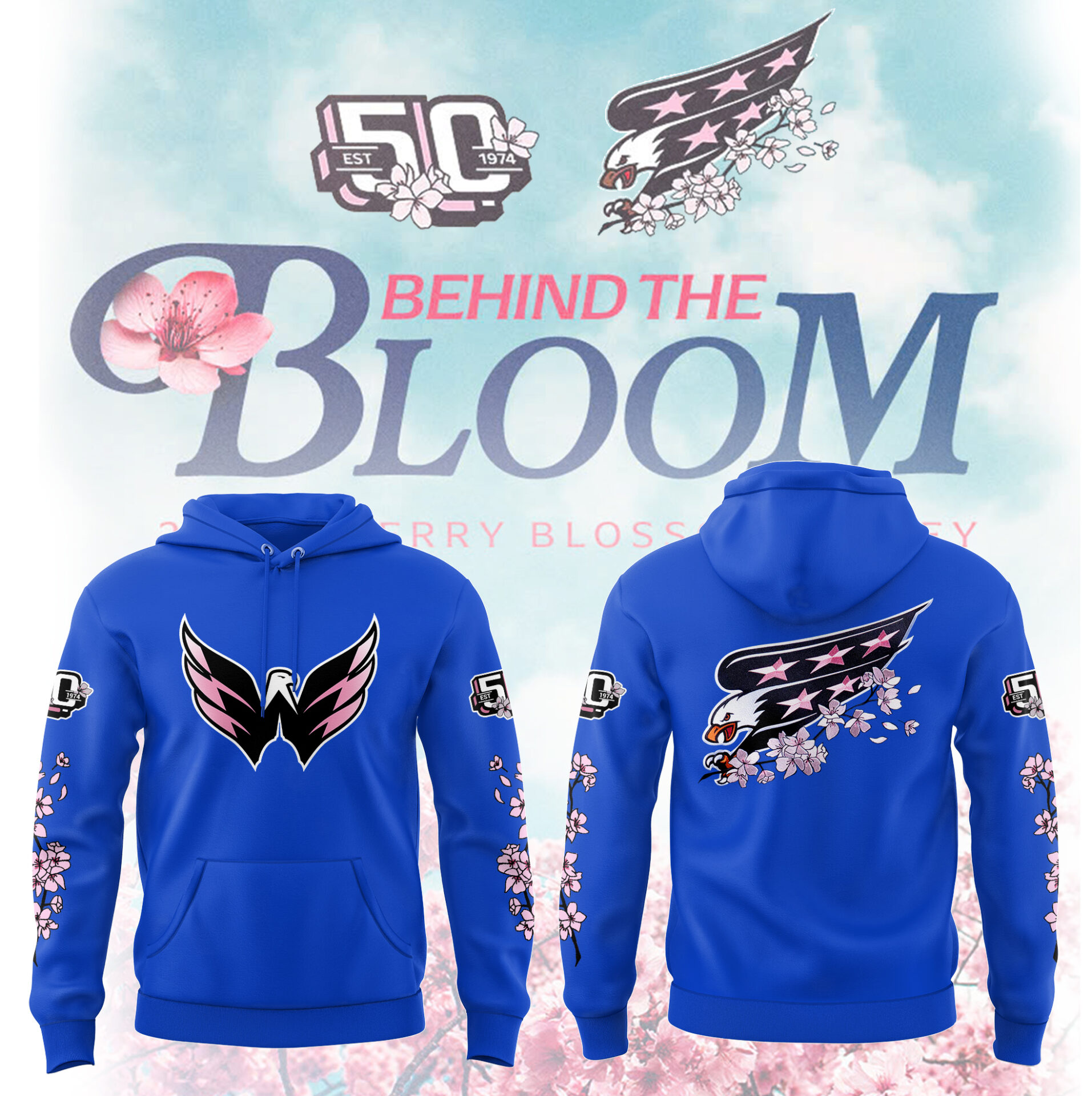 Washington Capitals Behind The Blossom Blue Hoodie Best Ice Hockey Presents