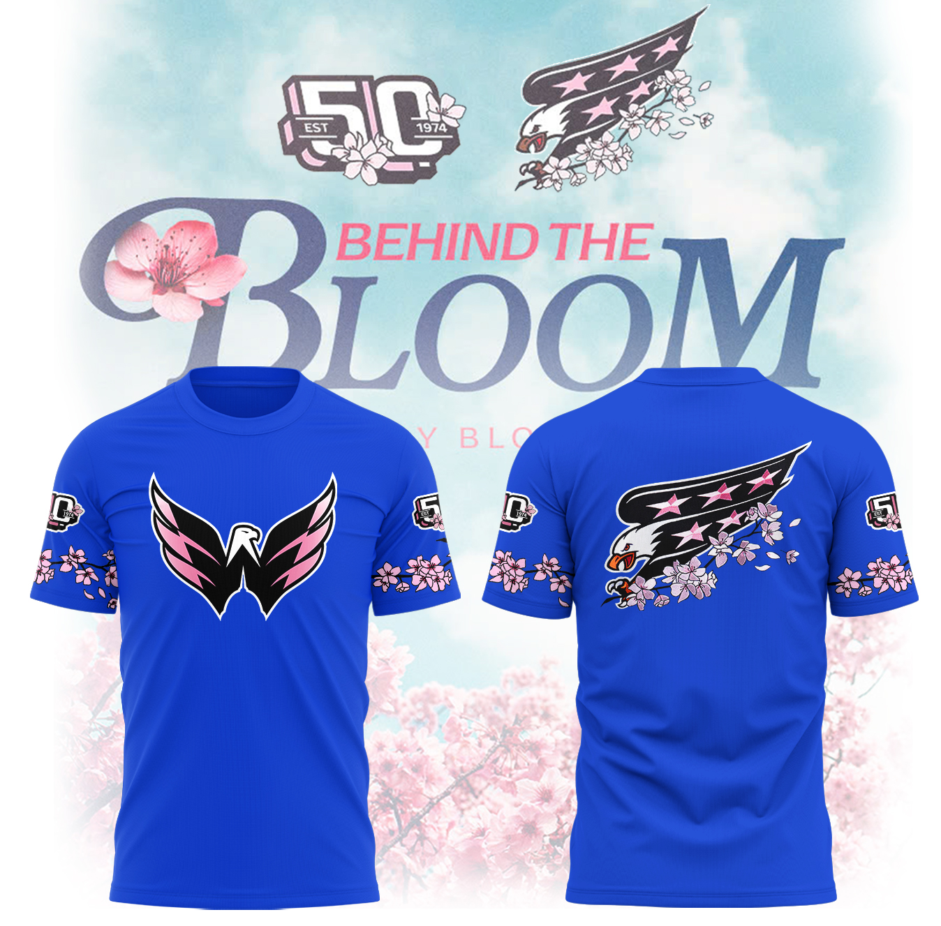 Washington Capitals Cherry Bloom 2025 Blue T-Shirt Great Gifts For Ice Hockey Players Oregontrailrvpk Shirt