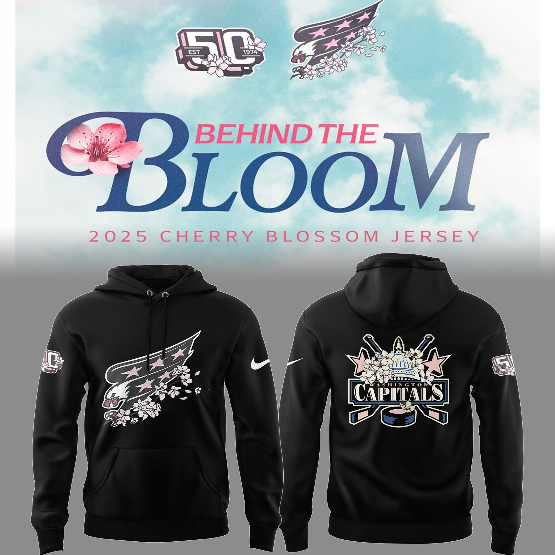 Washington Capitals Cherry Bloom 2025 Hoodie Best Presents For Ice Hockey Players
