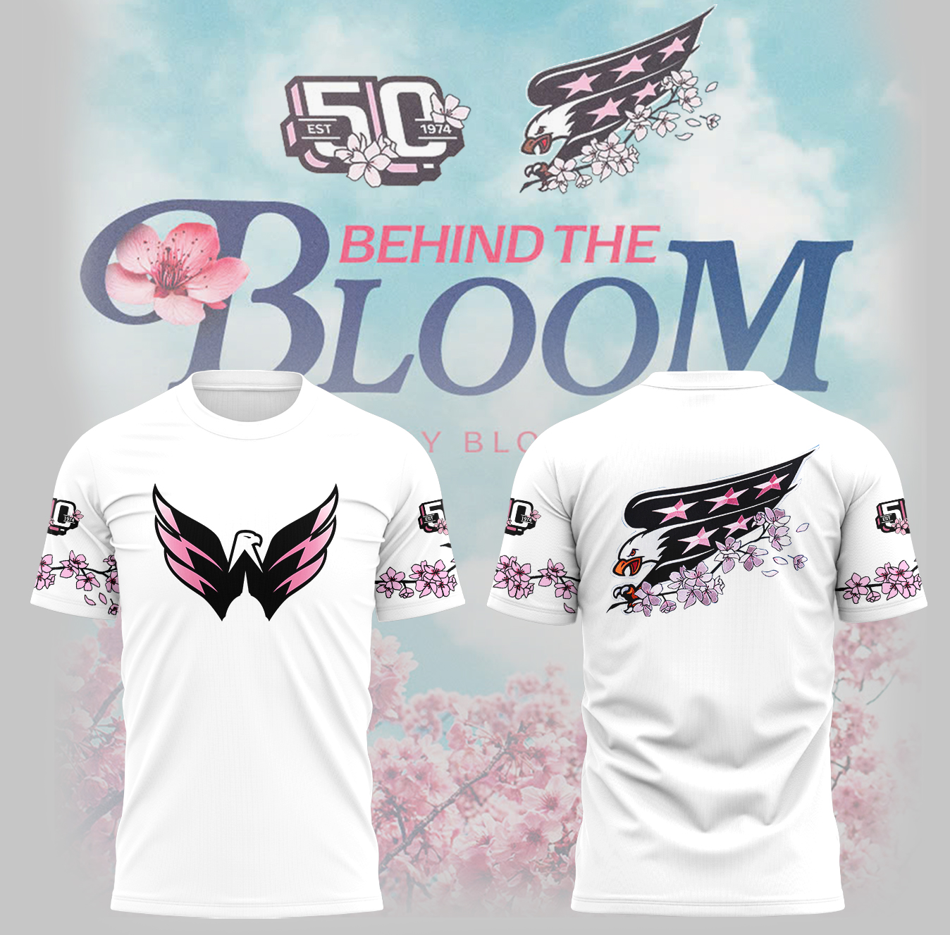Washington Capitals Cherry Bloom 2025 White T-Shirtenior Gifts For Ice Hockey Players Oregontrailrvpk Shirt