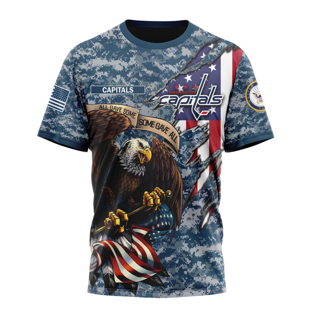 Washington Capitals Honor US Navy Veterans Personalized Name And Number T-Shirt Oregontrailrvpk Shirt