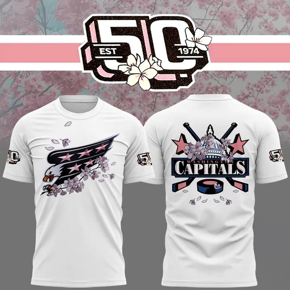 Washington Capitals NHL 2025 Cherry Blossom 50th Anniversary White Shirt Oregontrailrvpk Shirt
