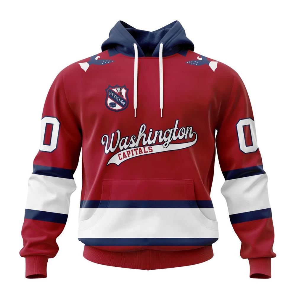 Washington Capitals Personalized Heritage Design All Over Print Hoodie Style 98582