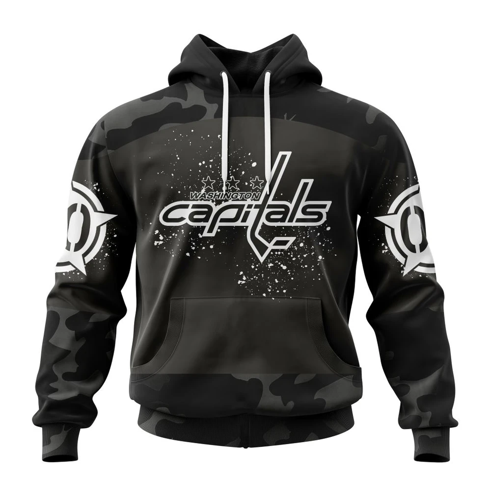 Washington Capitals Special Black Camo Design For Veterans Day All Over Print Hoodie Style 25754