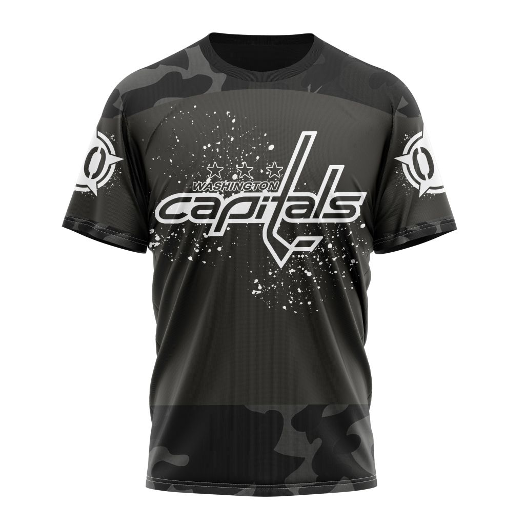Washington Capitals Special Black Camo Design For Veterans Day Personalized Name And Number T-Shirt Oregontrailrvpk Shirt