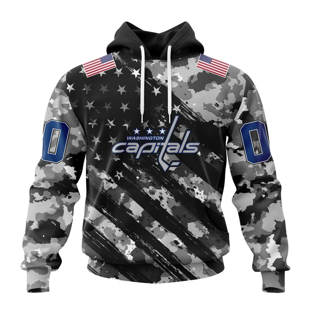 Washington Capitals Special Camo Military Design All Over Print Hoodie Style 69144