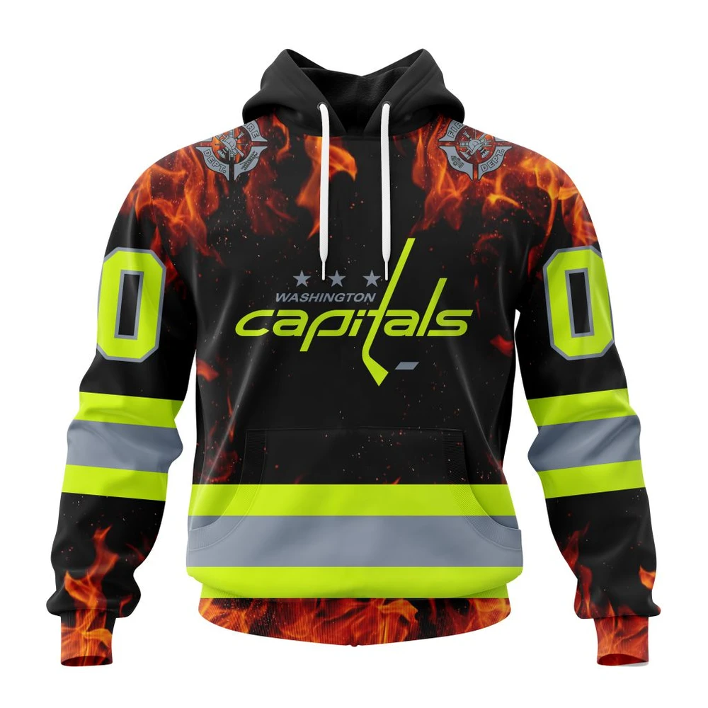 Washington Capitals Special Design Honoring Firefighters All Over Print Hoodie Style 83329