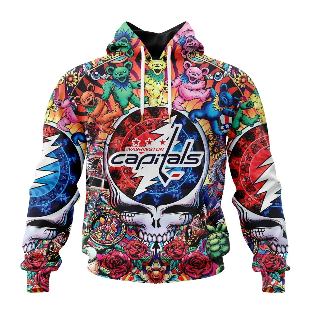 Washington Capitals Special Grateful Dead Design All Over Print Hoodie Style 61668