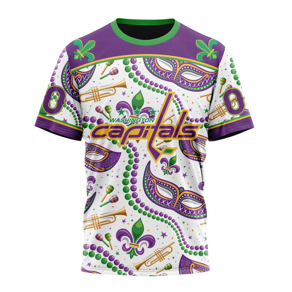 Washington Capitals Special Mardi Gras Design 01 Personalized Name And Number T-Shirt Oregontrailrvpk Shirt