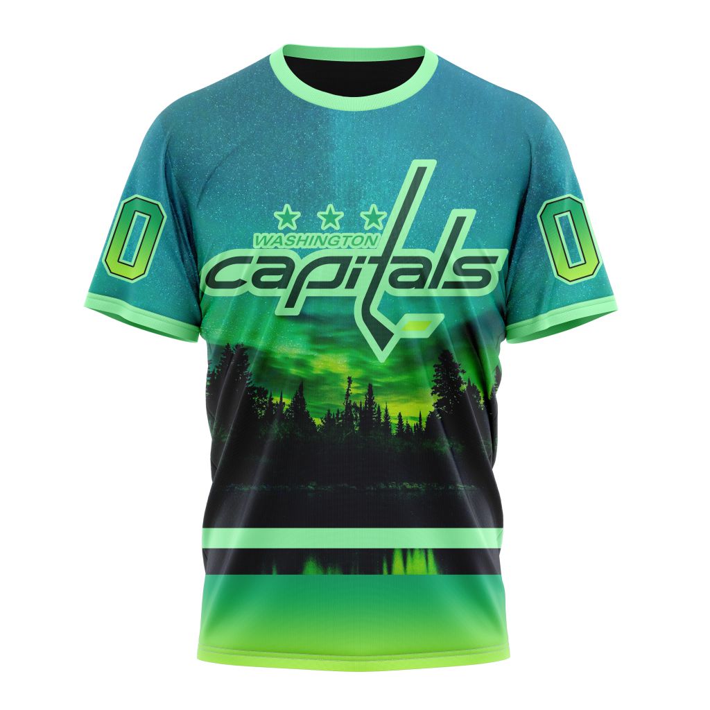 Washington Capitals Special Northern Light Design Personalized Name And Number T-Shirt Oregontrailrvpk Shirt