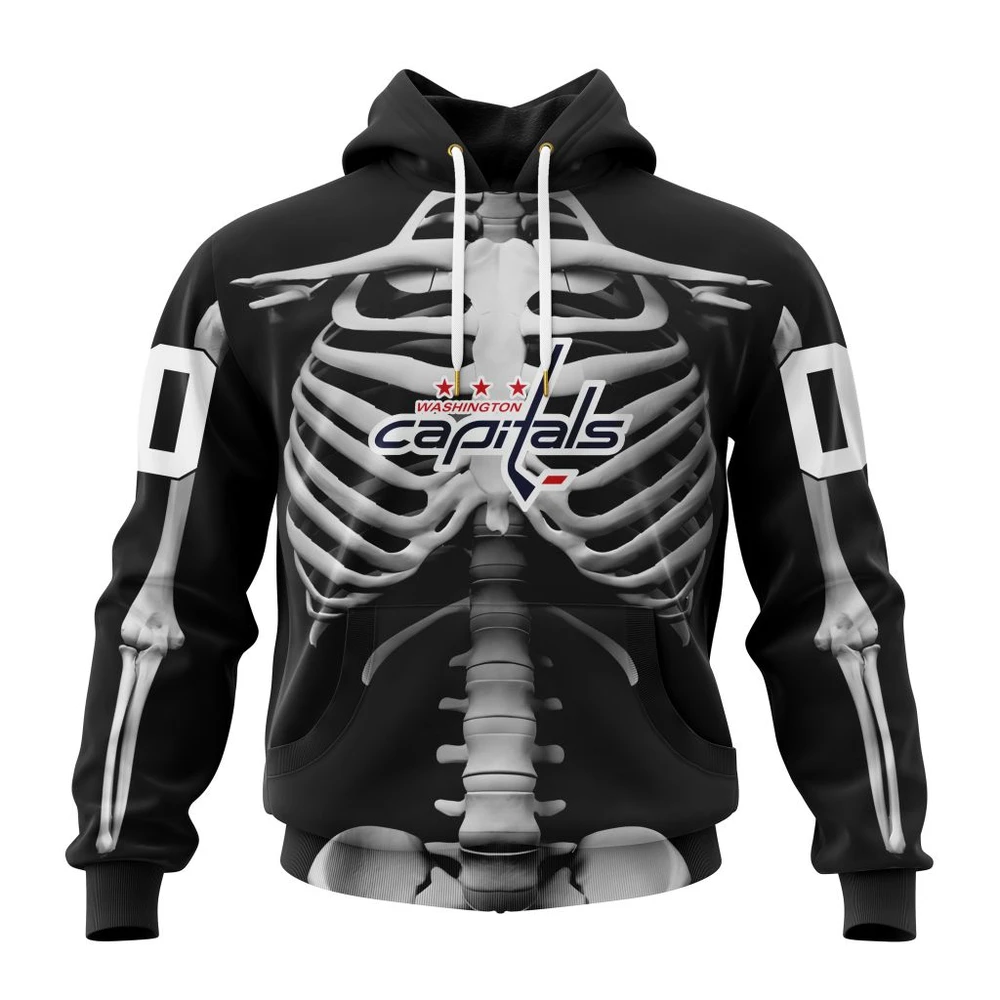 Washington Capitals Special Skeleton Costume For Halloween All Over Print Hoodie Style 31401