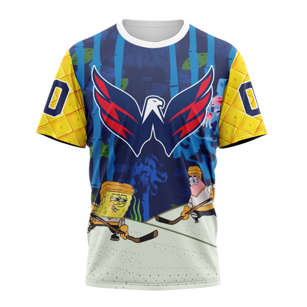 Washington Capitals Special SpongeBob SquarePants Design 01 Personalized Name And Number T-Shirt Oregontrailrvpk Shirt