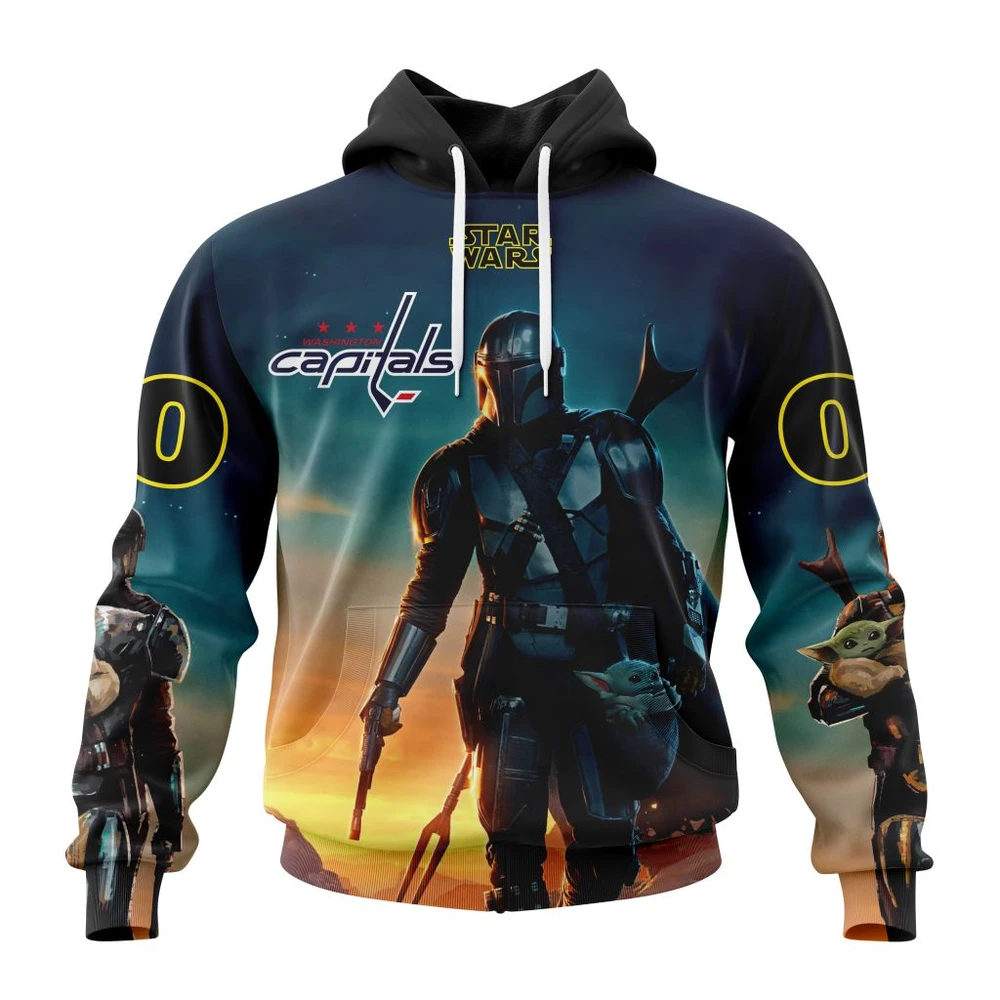 Washington Capitals Special Star Wars The Mandalorian Design All Over Print Hoodie Style 37525