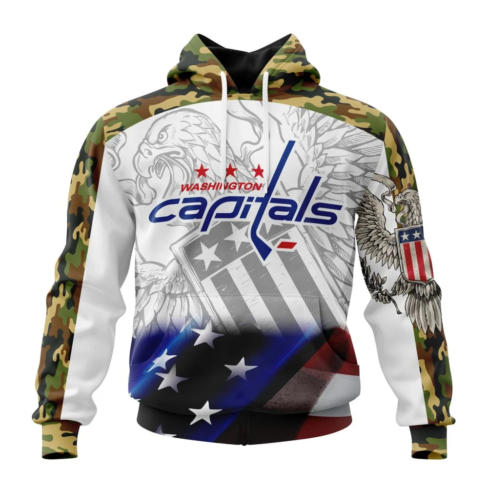 Washington Capitals Specialized Design With Our America Flag And Our America Eagle All Over Print Hoodie Style 26401