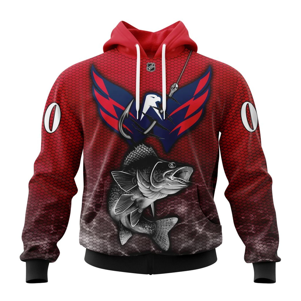 Washington Capitals Specialized Fishing All Over Print Hoodie Style 79956