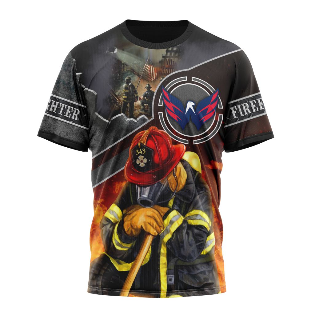 Washington Capitals Specialized Kits To Honor FireFighter In Patriot Day We Will Never Forget Personalized Name And Number T-Shirt Oregontrailrvpk Shirt
