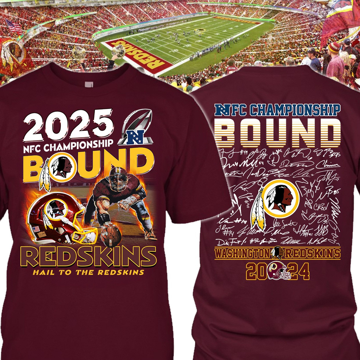 Washington Commanders NFC Champions Hail To The Redskins Shirt Football Fan Merch Oregontrailrvpk Shirt