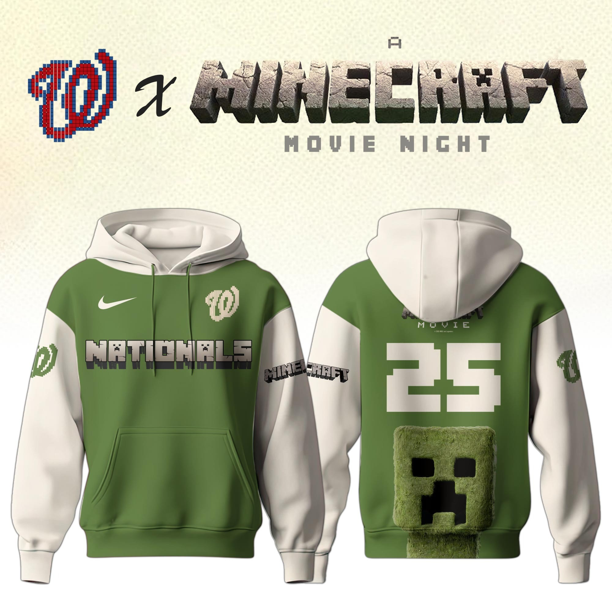 Washington Nationals MLB x A MINECRAFT MOVIE Night Hoodie Unique Best Gifts Baseball Fans