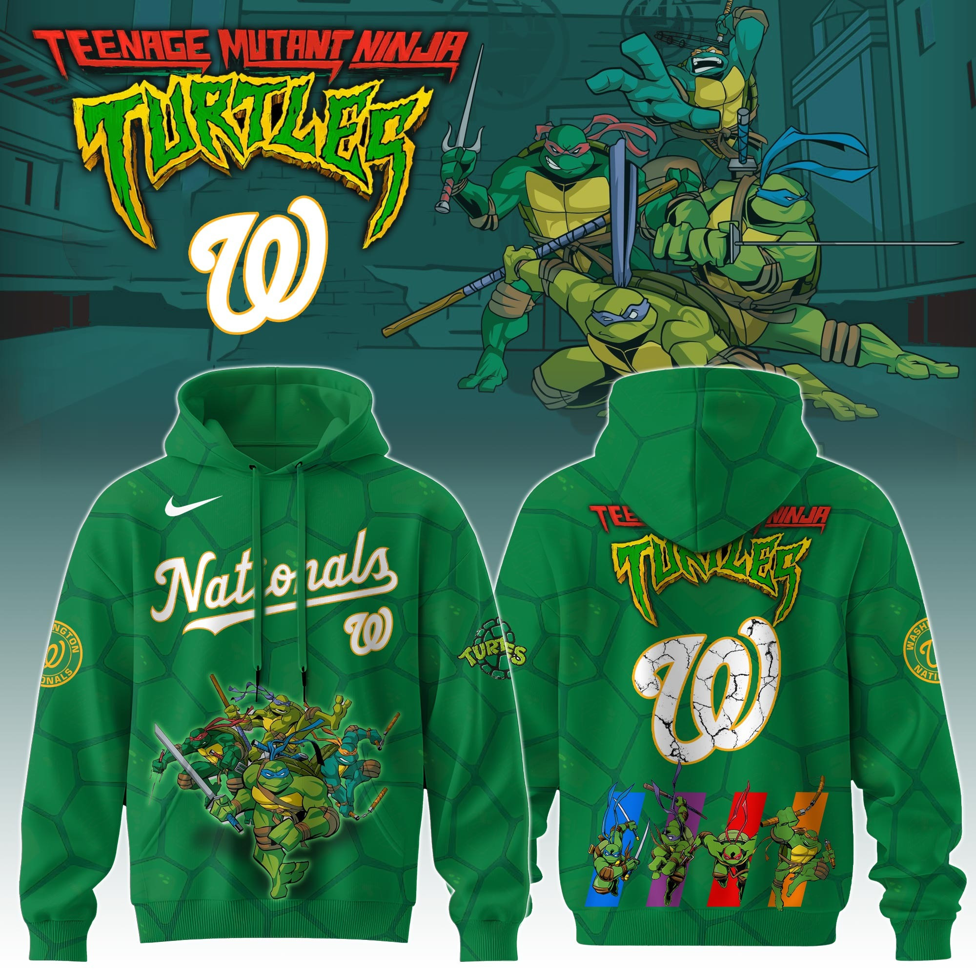 Washington Nationals MLB X Ninja Turtles Hoodie MLB Merch