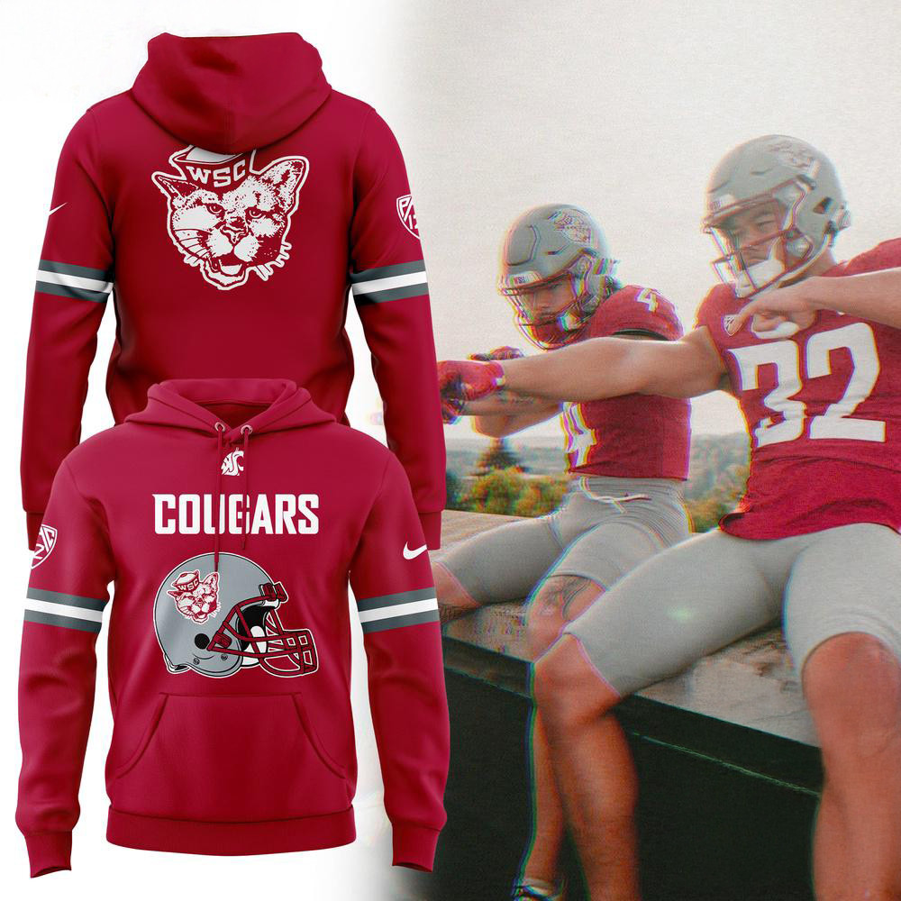 Washington State Cougars Football 2025 Red Hoodie Football