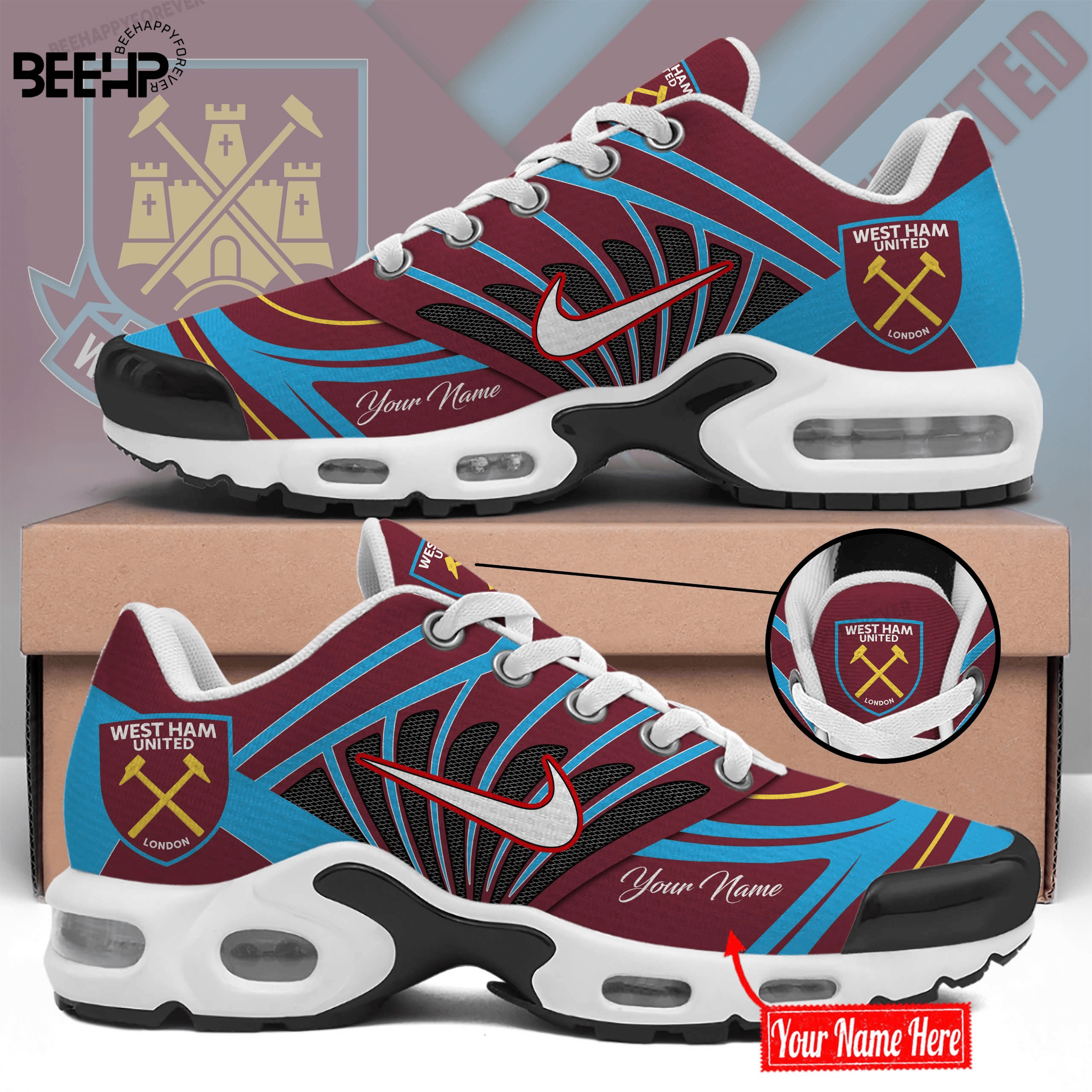 West Ham United Air Max Plus Shoes Sneakers For Men And Women