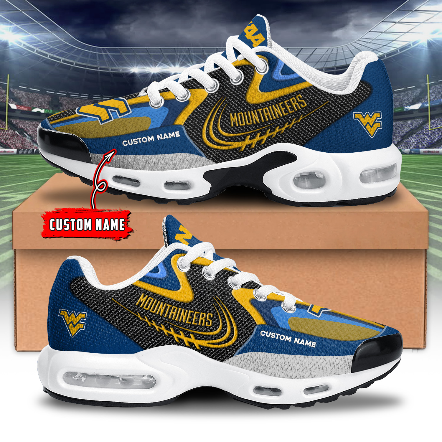 West Virginia Mountaineers Air Max Plus Shoes Sneakers For Men And Women