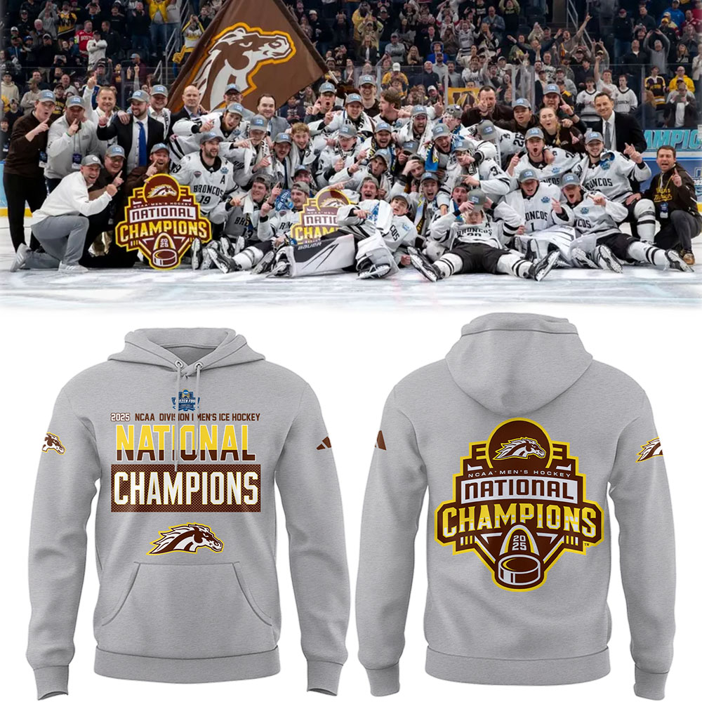 Western Michigan Broncos Champion 2025 National Mens Hockey Champions Hoodie Best Gifts For Ice Hockey Lovers