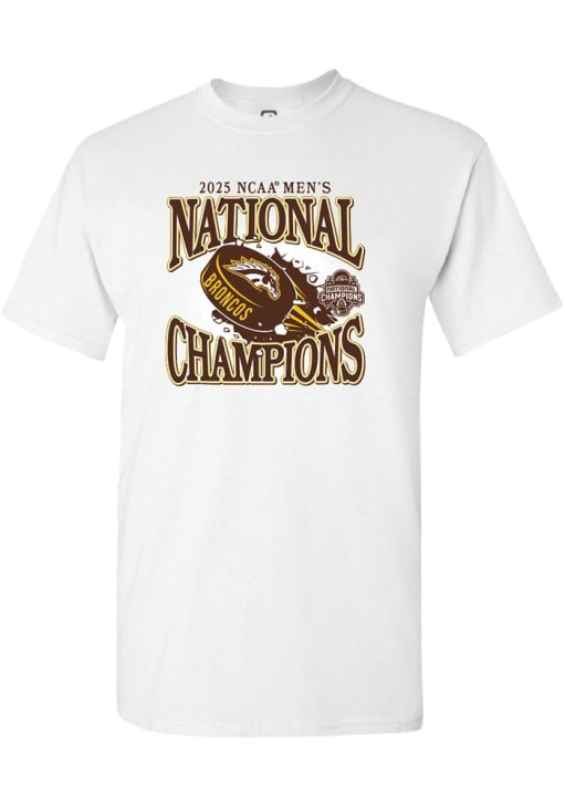 Western Michigan Broncos Champion 2025 National Mens Hockey Champions T-Shirt Cool Gifts For Ice Hockey Players Oregontrailrvpk Shirt