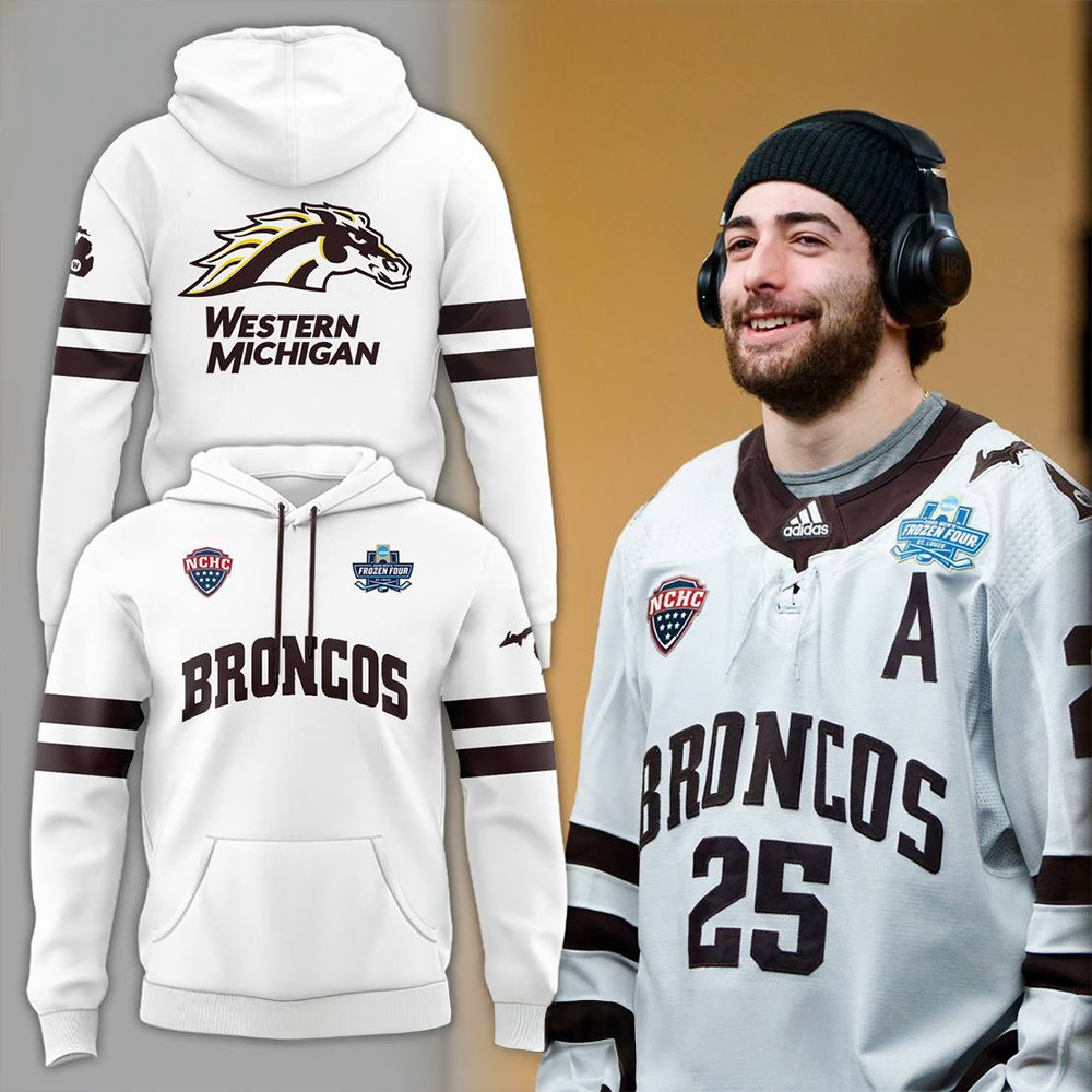 Western Michigan Broncos Frozen Four Special White Hoodie Best