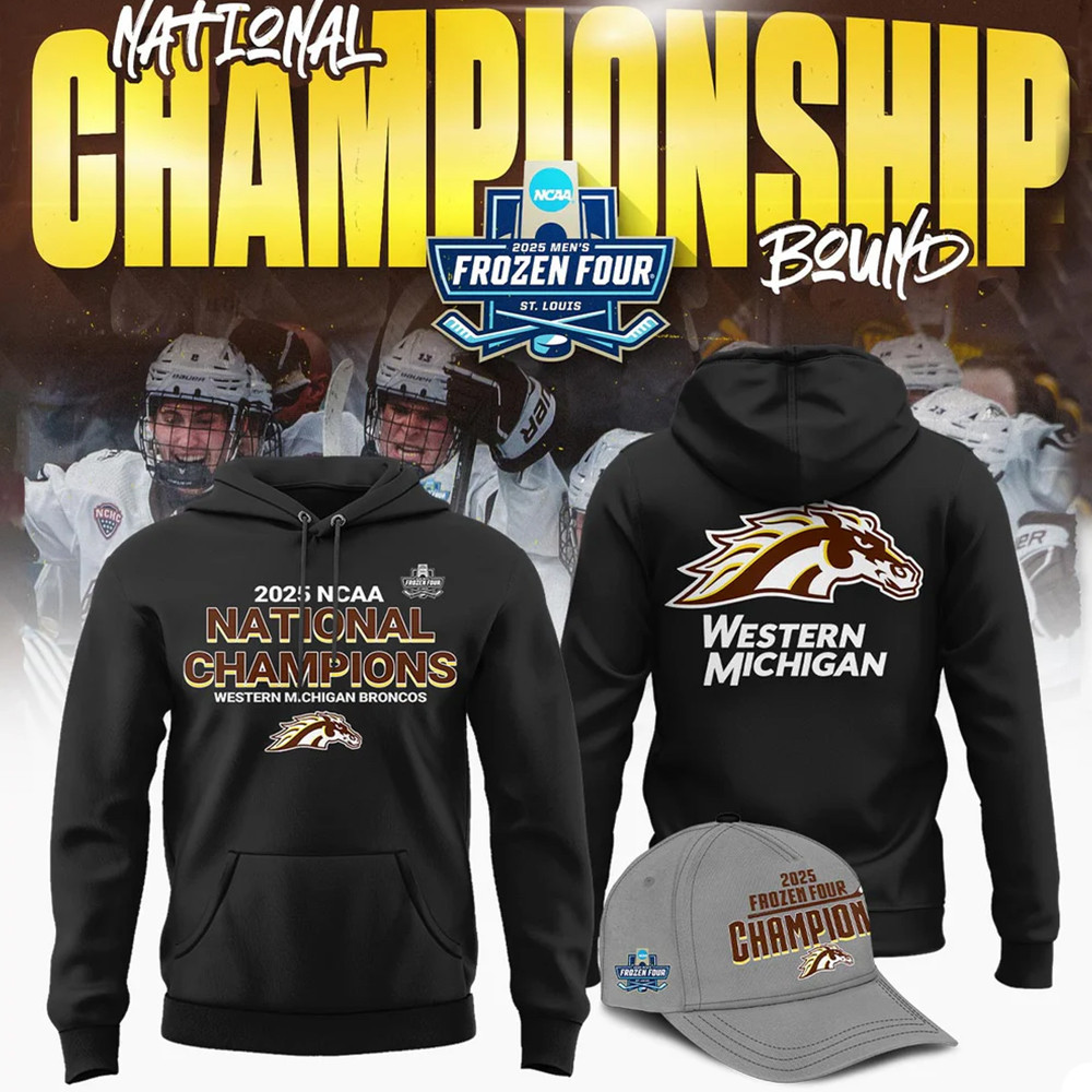 Western Michigan Broncos Hoodie Frozen Four Championship 2025 Hoodie