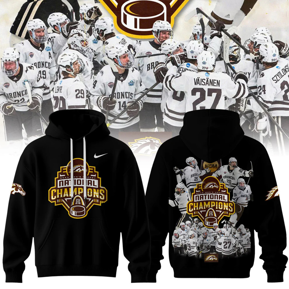 Western Michigan Broncos Men's Ice Hockey National Champions 2025 Hoodie Boyfriend Gifts