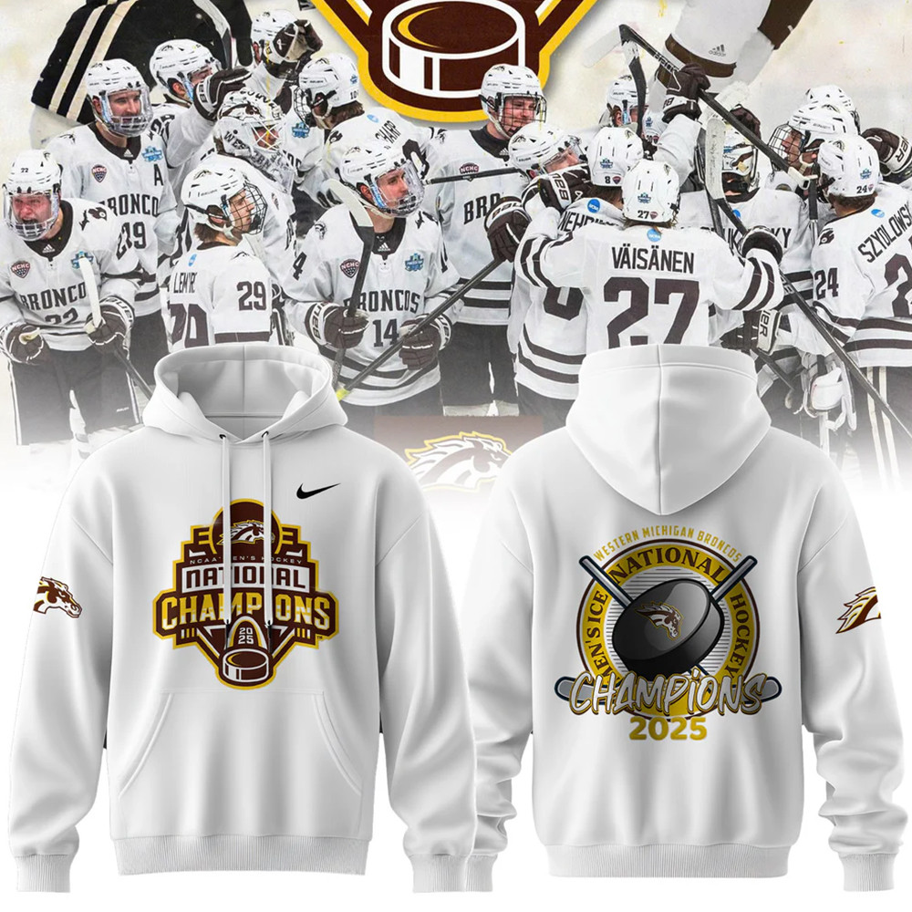 Western Michigan Broncos Men's Ice Hockey National Champions 2025 Hoodie Fans Gift Ideas